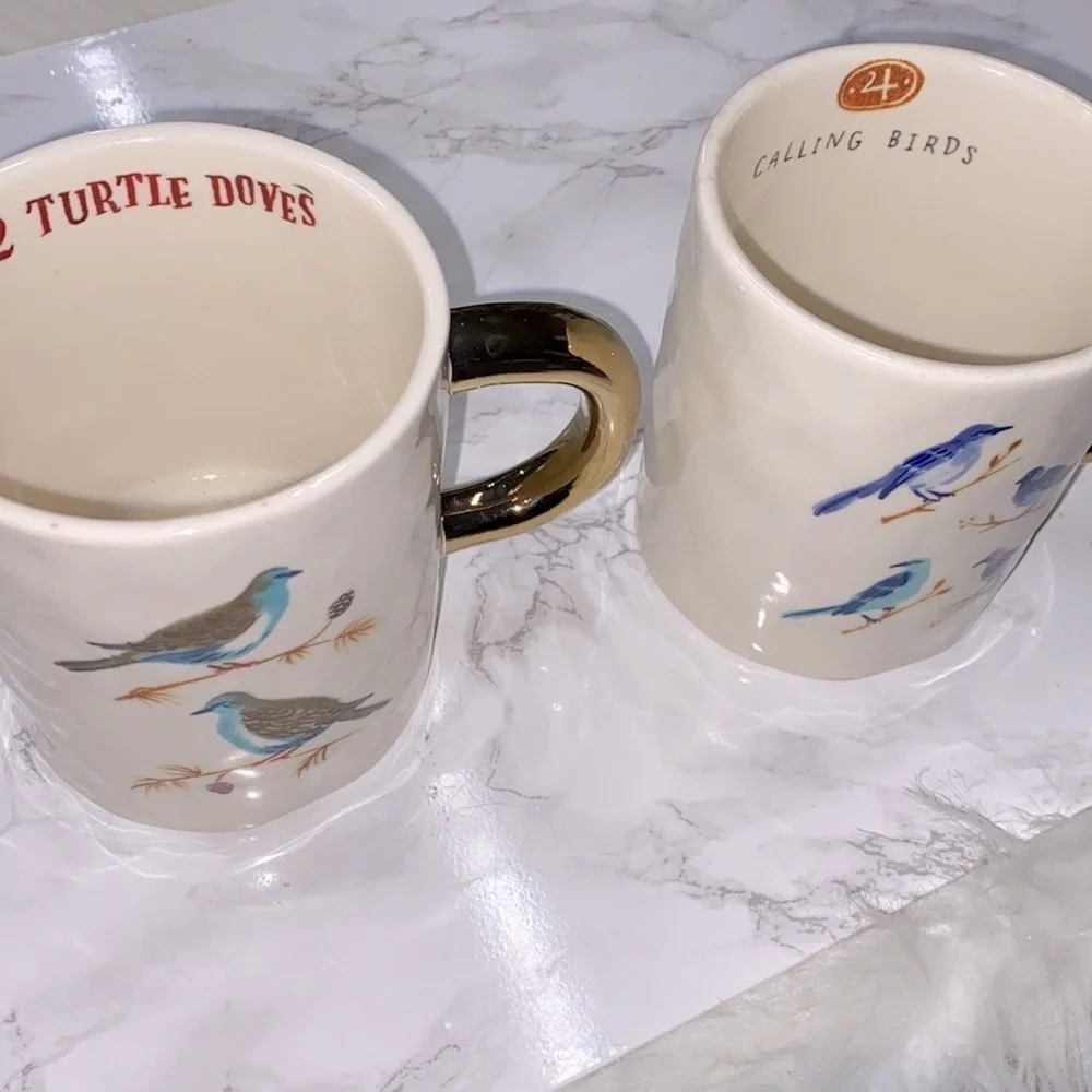 Angela Staehling by Magenta ceramic mug set 2 turtle doves 4 calling birds